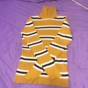 Turtle Neck StretchyYellow, Black, And White Striped Shirt Primark
